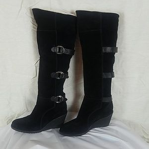 Cole Haan Nike Air Black Suede Wedge boots w. Fur